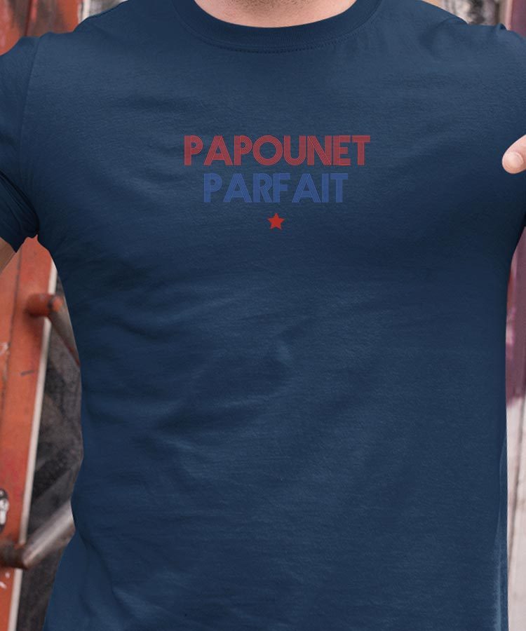 T-Shirt Bleu Marine Papounet parfait Pour homme-1