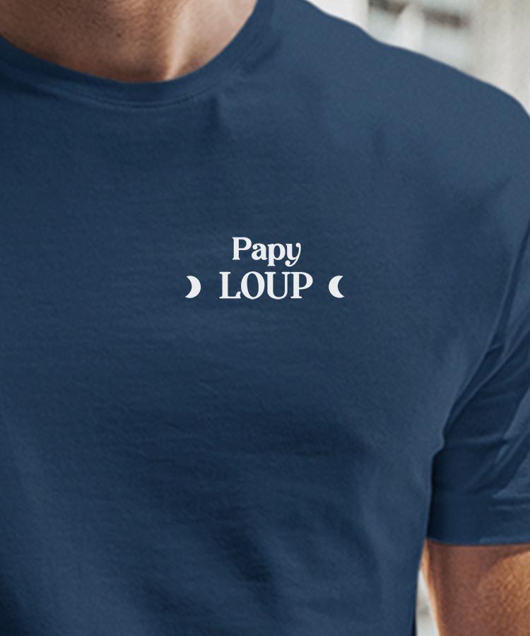 T-Shirt Bleu Marine Papy Loup lune coeur Pour homme-1