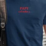 T-Shirt Bleu Marine Papy d'enfer Pour homme-1