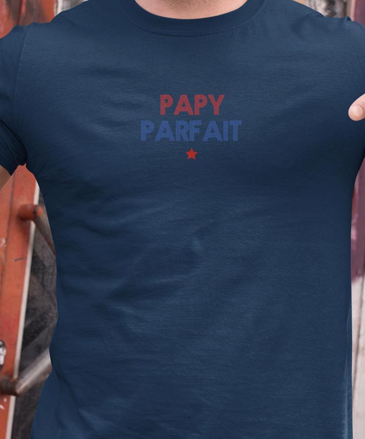 T-Shirt Bleu Marine Papy parfait Pour homme-1