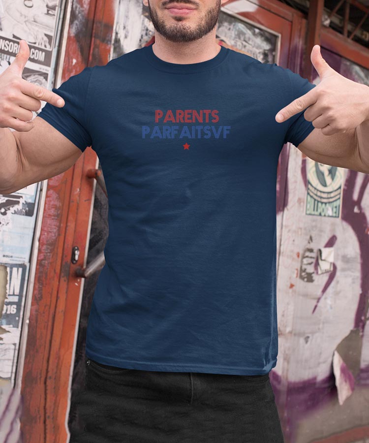 T-Shirt Bleu Marine Parents parfaits Pour homme-2