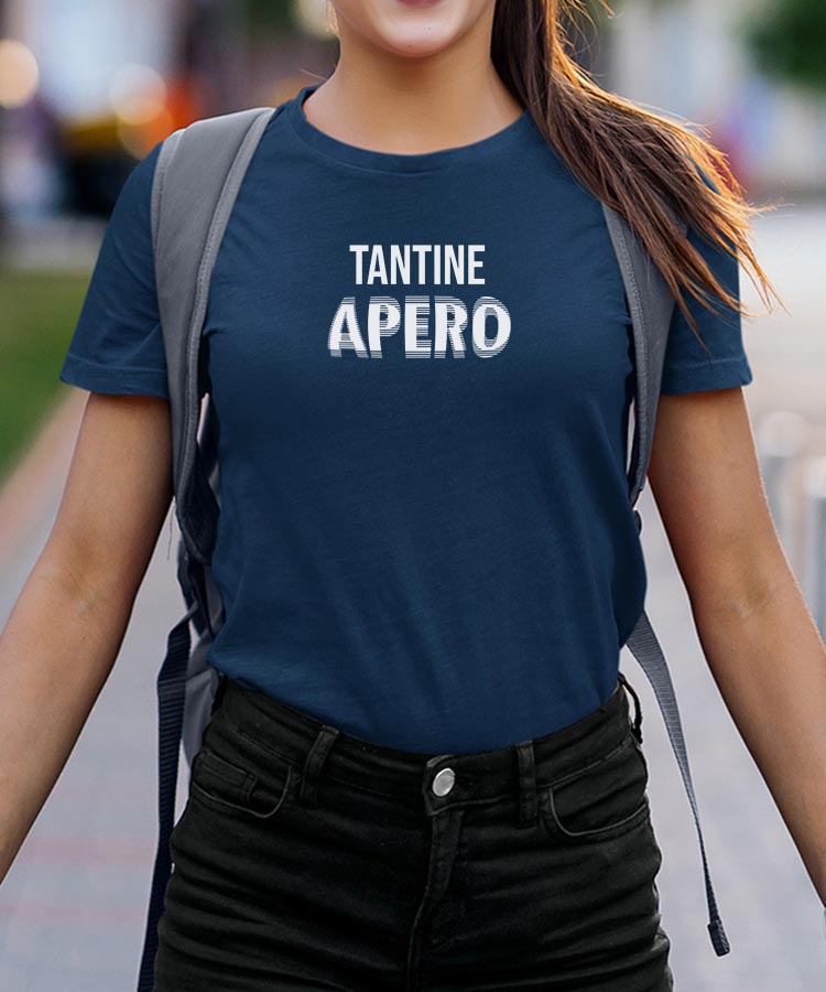T-Shirt Bleu Marine Tantine apéro face Pour femme-2