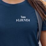 T-Shirt Bleu Marine Tata Louve lune coeur Pour femme-1