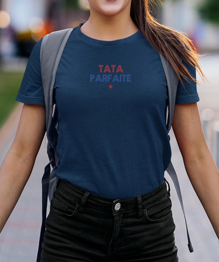 T-Shirt Bleu Marine Tata parfaite Pour femme-2