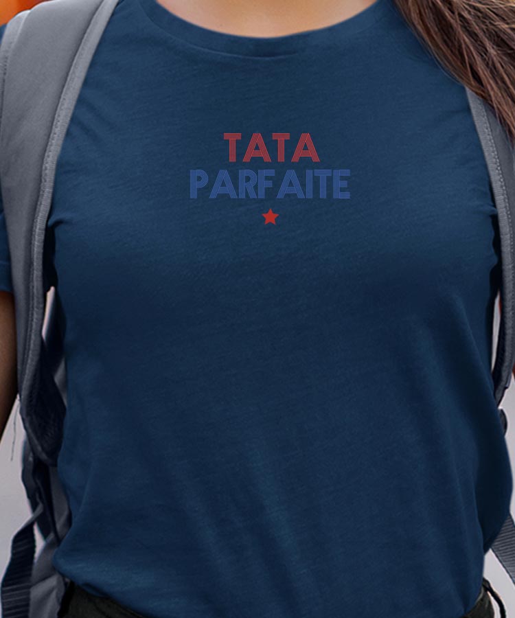 T-Shirt Bleu Marine Tata parfaite Pour femme-1