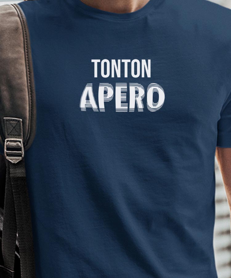 T-Shirt Bleu Marine Tonton apéro face Pour homme-1