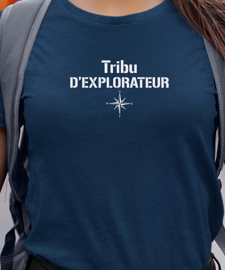 T-Shirt Bleu Marine Tribu d'explorateur Pour femme-1