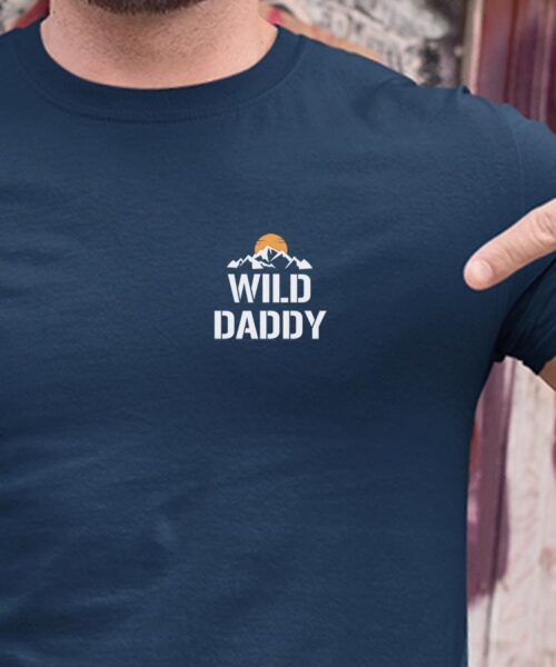T-Shirt Bleu Marine Wild Daddy coeur Pour homme-1