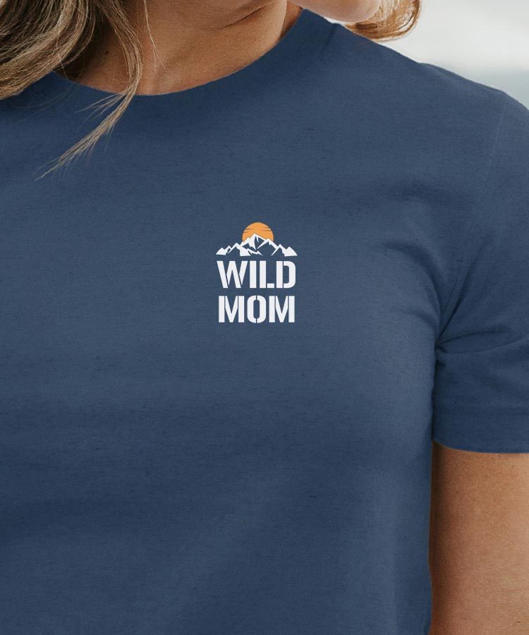 T-Shirt Bleu Marine Wild Mom coeur Pour femme-1