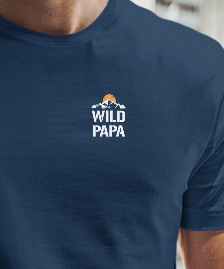 T-Shirt Bleu Marine Wild Papa coeur Pour homme-1