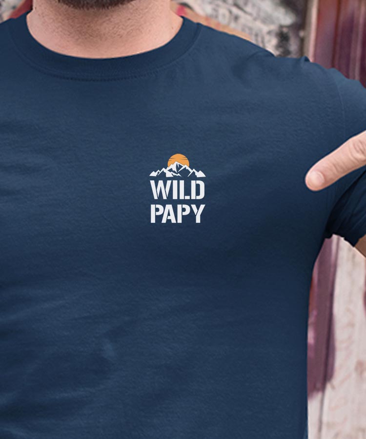 T-Shirt Bleu Marine Wild Papy coeur Pour homme-1