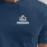 T-Shirt Bleu Marine Wild Parrain coeur Pour homme-1