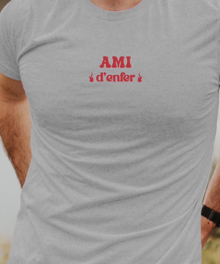 T-Shirt Gris Ami d'enfer Pour homme-1