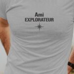 T-Shirt Gris Ami explorateur Pour homme-1