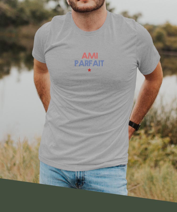 T-Shirt Gris Ami parfait Pour homme-2