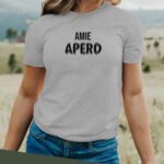 T-Shirt Gris Amie apéro face Pour femme-2