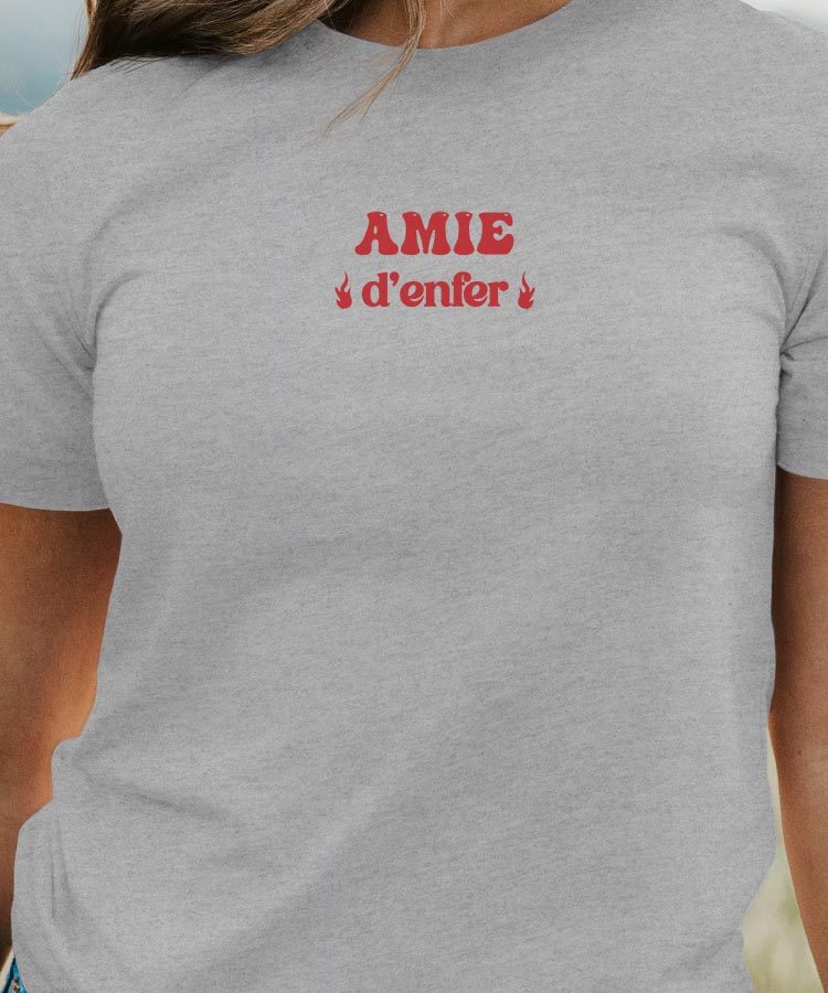 T-Shirt Gris Amie d'enfer Pour femme-1