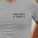 T-Shirt Gris Beau-Frère Loup lune coeur Pour homme-1