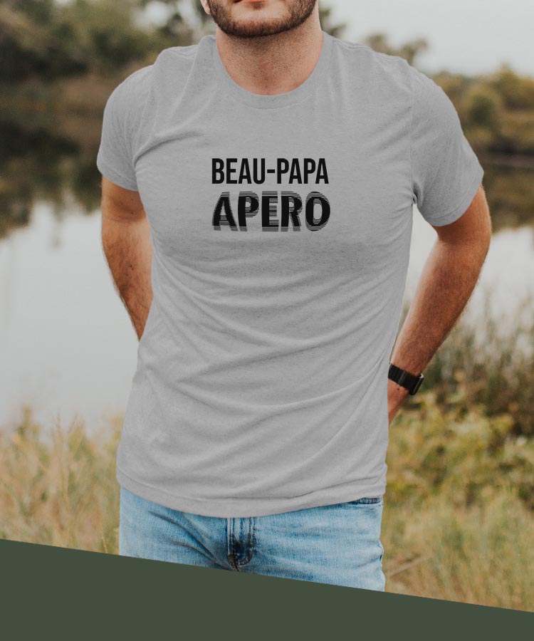 T-Shirt Gris Beau-Papa apéro face Pour homme-2