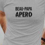 T-Shirt Gris Beau-Papa apéro face Pour homme-1