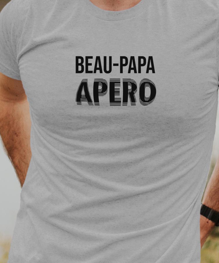 T-Shirt Gris Beau-Papa apéro face Pour homme-1