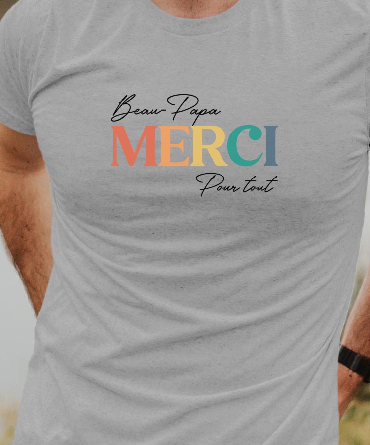 T-Shirt Gris Beau-Papa merci pour tout Pour homme-1