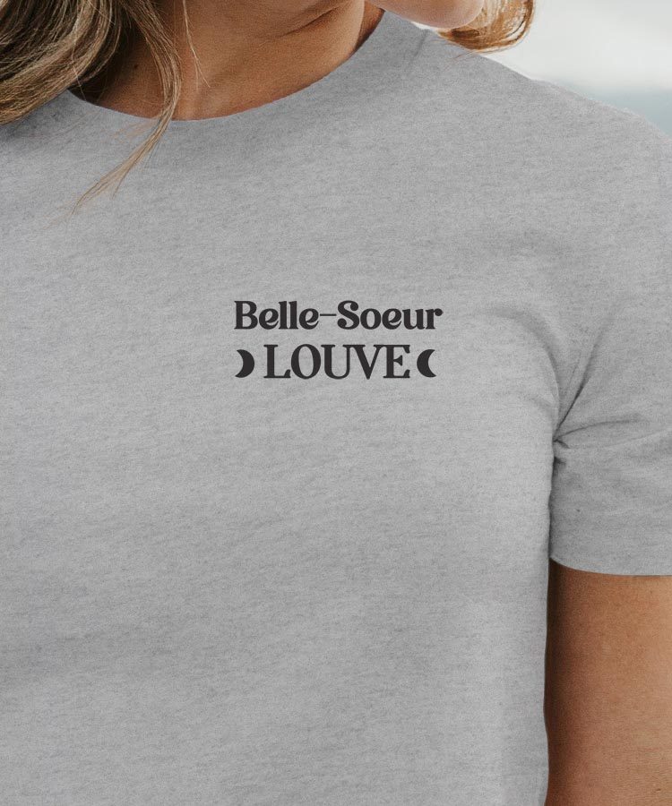 T-Shirt Gris Belle-Soeur Louve lune coeur Pour femme-1