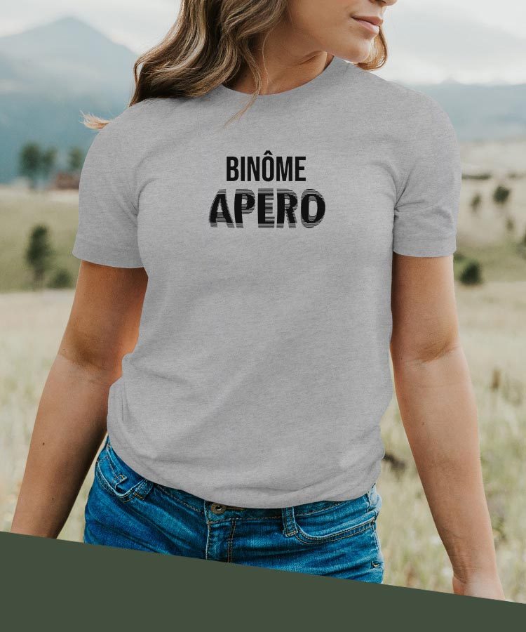 T-Shirt Gris Binôme apéro face Pour femme-2