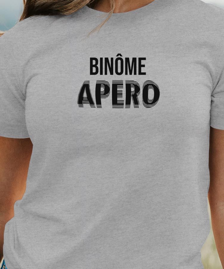 T-Shirt Gris Binôme apéro face Pour femme-1