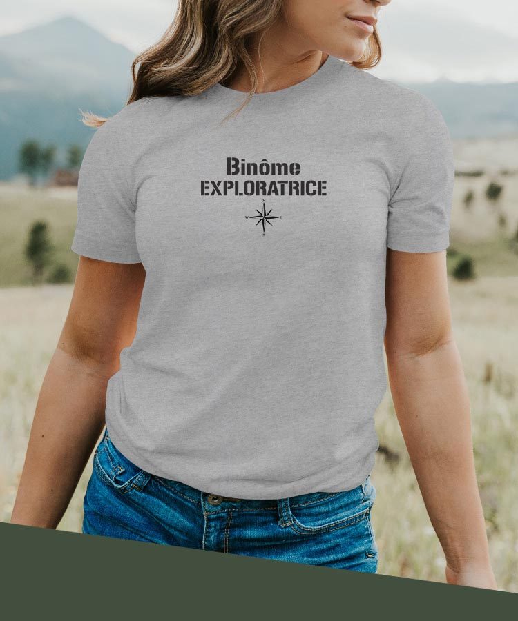 T-Shirt Gris Binôme exploratrice Pour femme-2