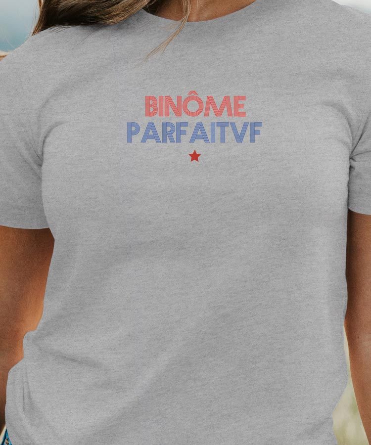 T-Shirt Gris Binôme parfait Pour femme-1