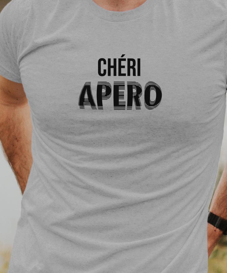 T-Shirt Gris Chéri apéro face Pour homme-1