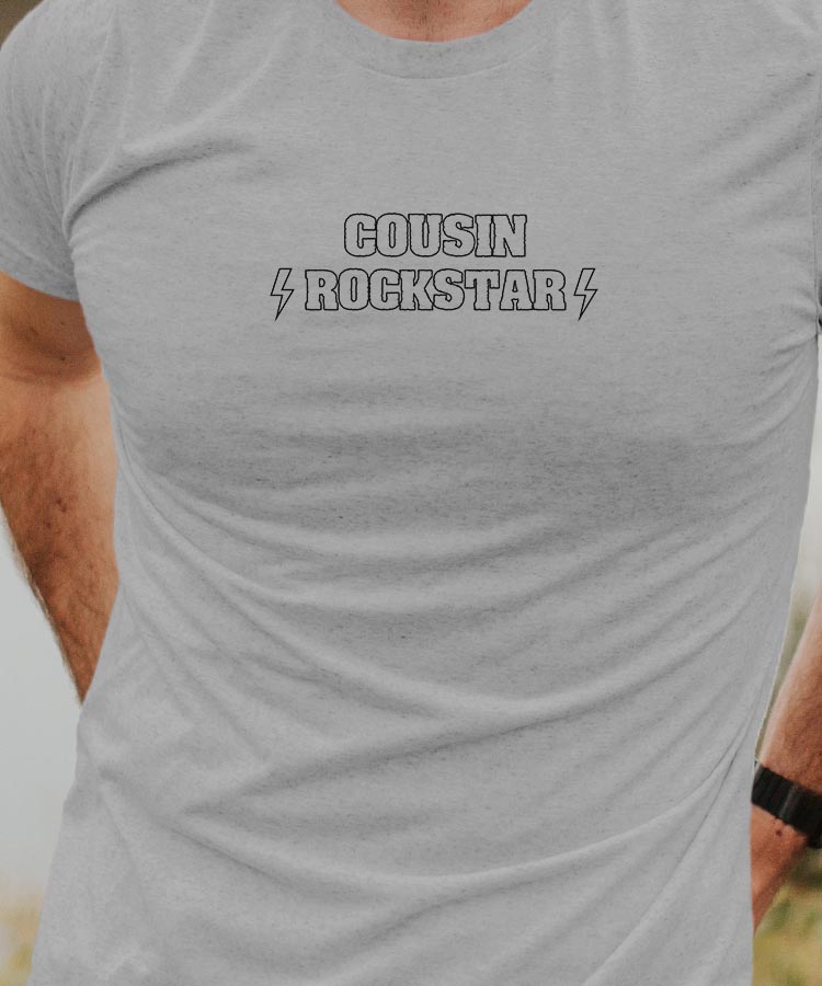T-Shirt Gris Cousin ROCKSTAR Pour homme-1