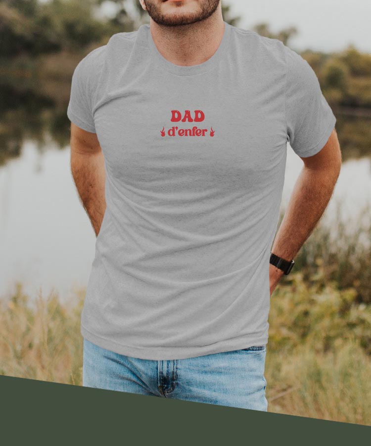 T-Shirt Gris Dad d'enfer Pour homme-2
