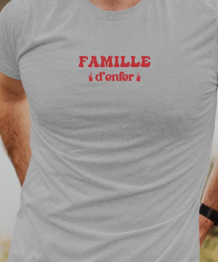 T-Shirt Gris Famille d'enfer Pour homme-1
