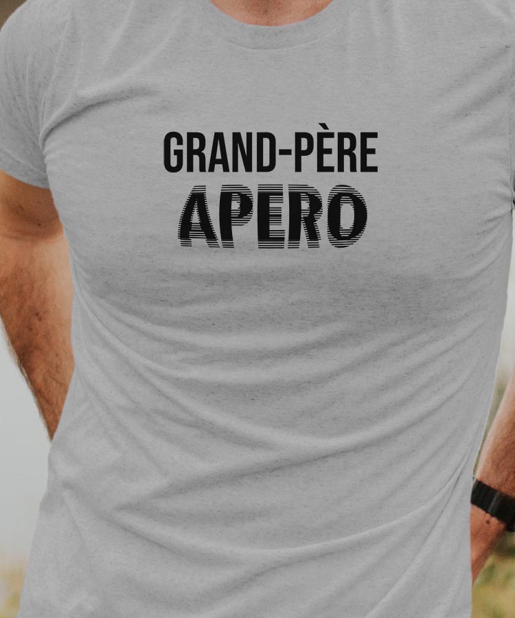 T-Shirt Gris Grand-Père apéro face Pour homme-1