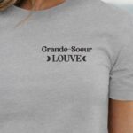 T-Shirt Gris Grande-Soeur Louve lune coeur Pour femme-1