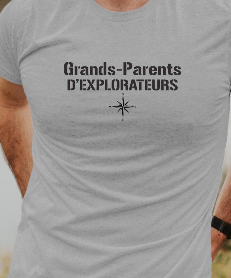 T-Shirt Gris Grands-Parents d'explorateurs Pour homme-1