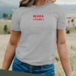 T-Shirt Gris Mama d'enfer Pour femme-2