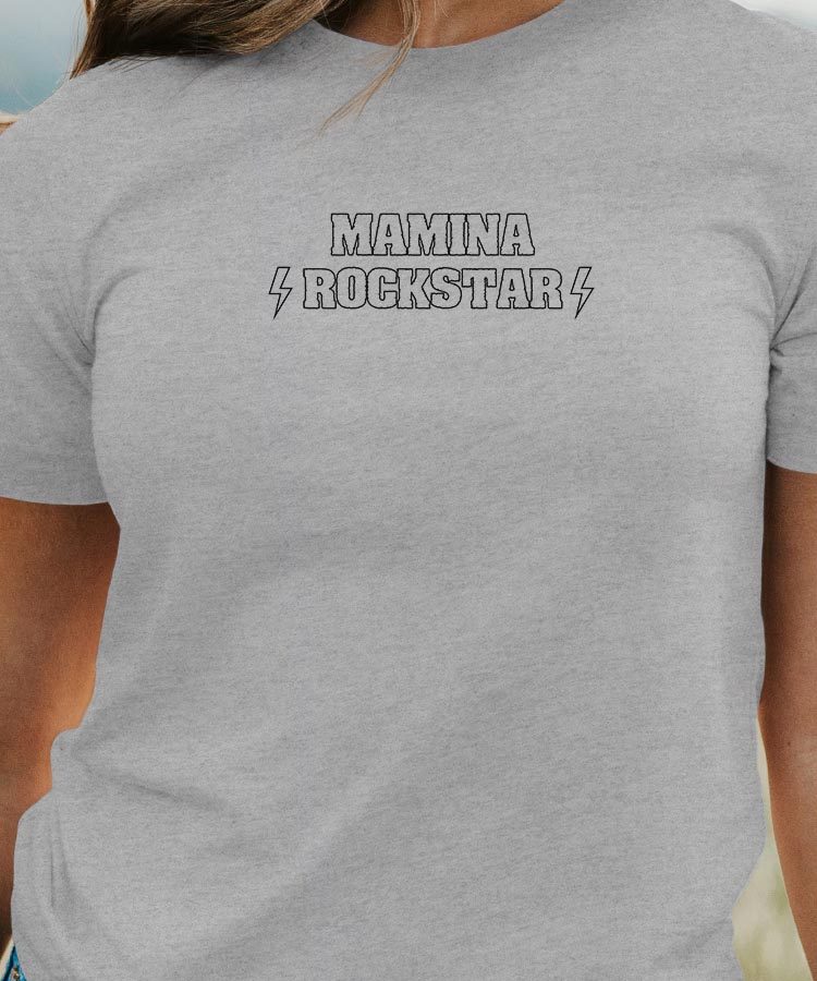 T-Shirt Gris Mamina ROCKSTAR Pour femme-1