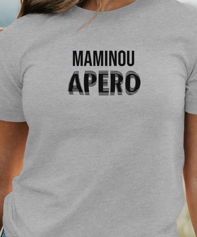 T-Shirt Gris Maminou apéro face Pour femme-1