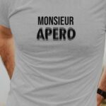 T-Shirt Gris Monsieur apéro face Pour homme-1