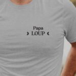 T-Shirt Gris Papa Loup lune coeur Pour homme-1