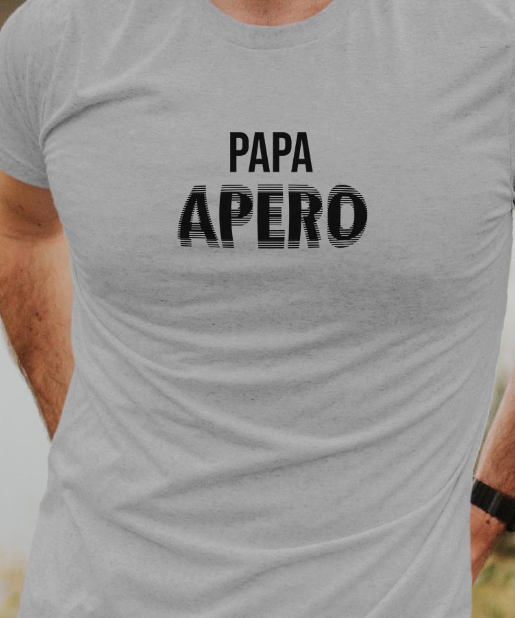 T-Shirt Gris Papa apéro face Pour homme-1