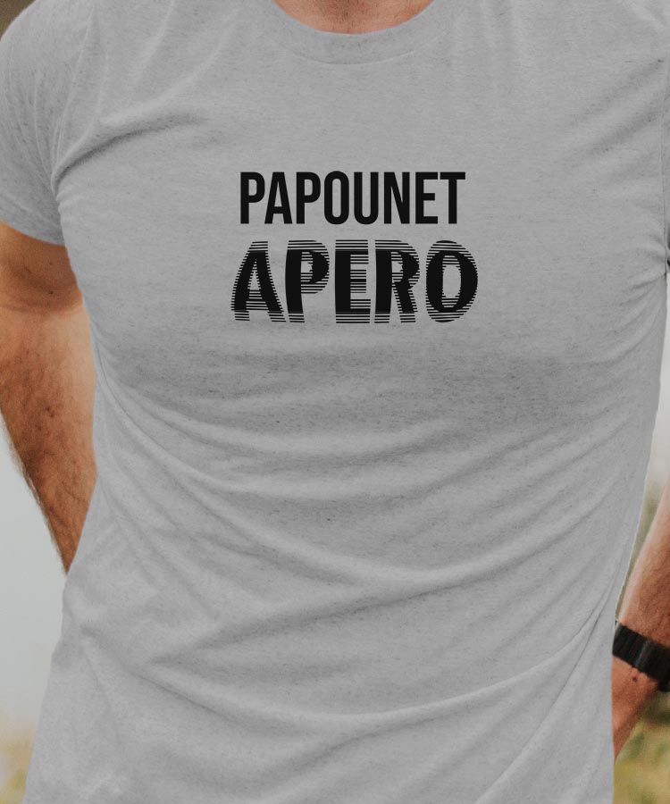T-Shirt Gris Papounet apéro face Pour homme-1