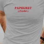 T-Shirt Gris Papounet d'enfer Pour homme-1
