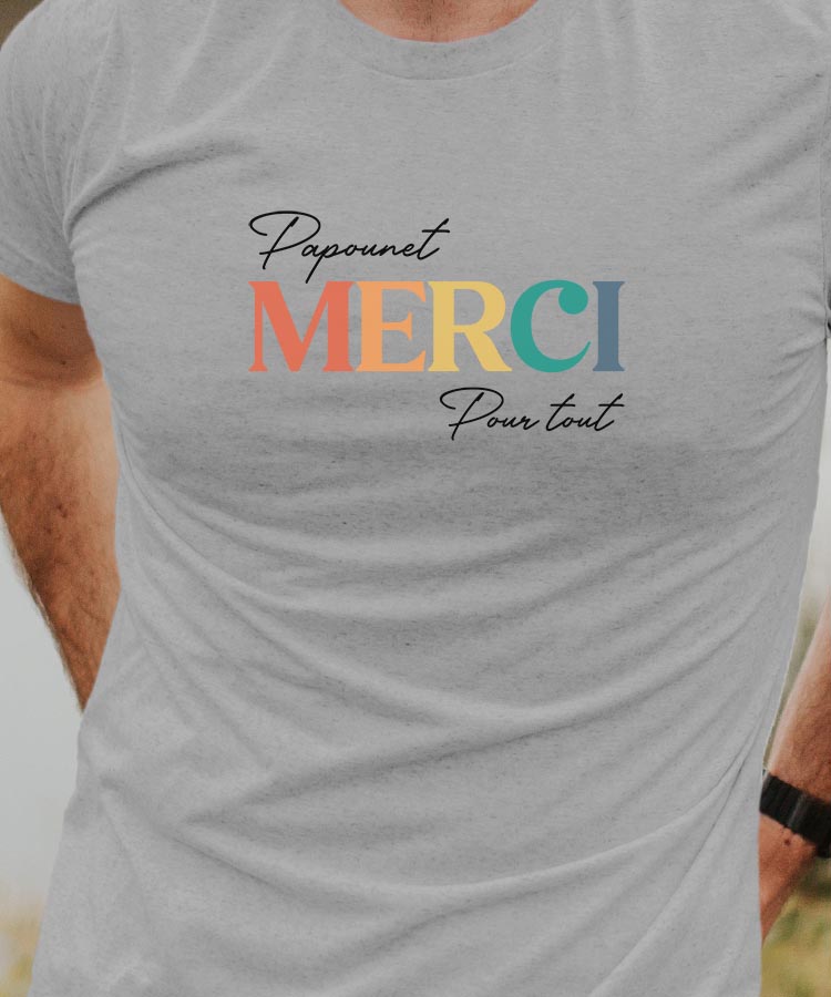 T-Shirt Gris Papounet merci pour tout Pour homme-1