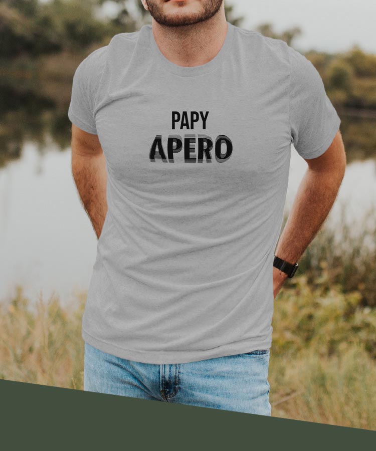 T-Shirt Gris Papy apéro face Pour homme-2