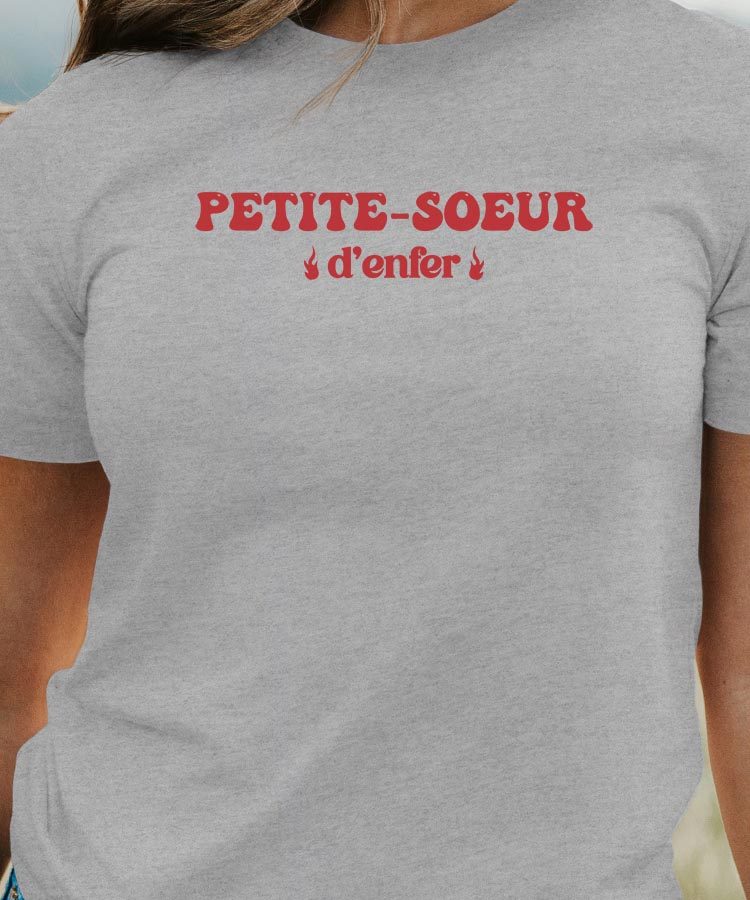 T-Shirt Gris Petite-Soeur d'enfer Pour femme-1