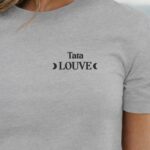 T-Shirt Gris Tata Louve lune coeur Pour femme-1